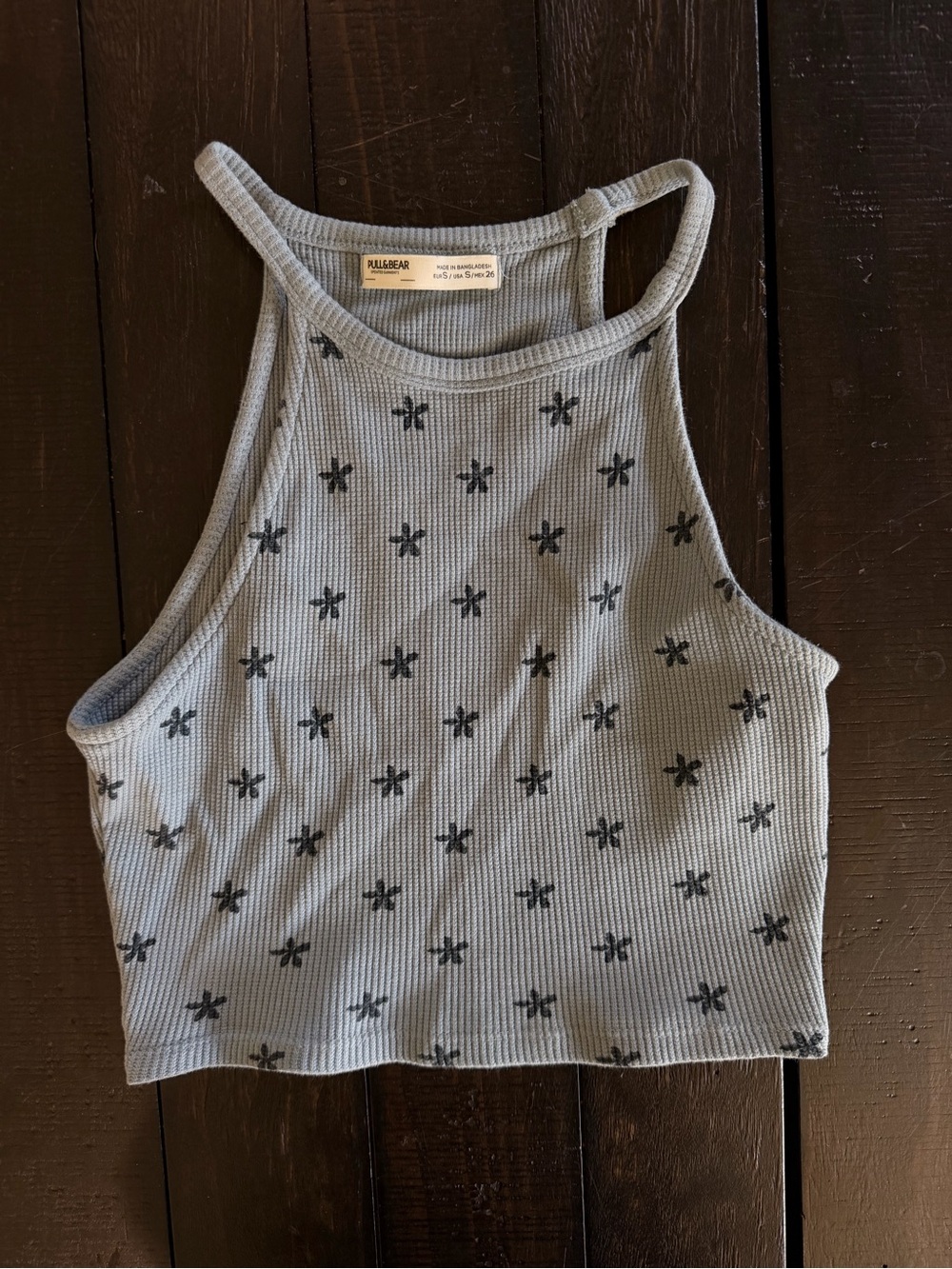 Pull&Bear Gray Ribbed Crop Tank| S